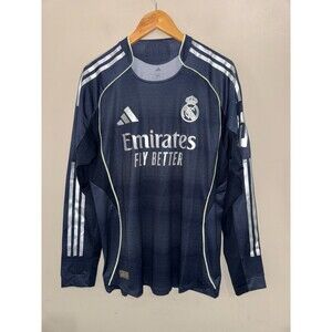 Men's L Adidas Real Madrid 25/26 Long Sleeve Away Authentic Jersey JP3956 $160
